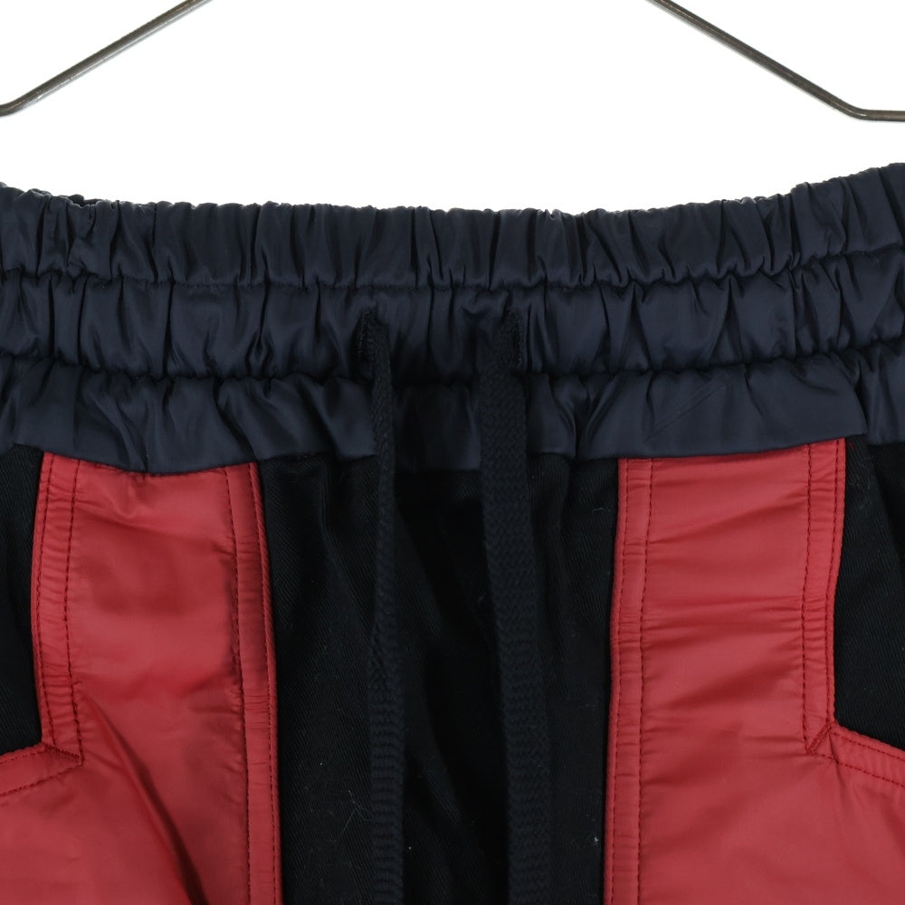 cvtvlist(カタリスト) ナイロン切替 モチーフ刺繍 サルエルショーツ ハーフパンツ ブラック/レッド 2201050402