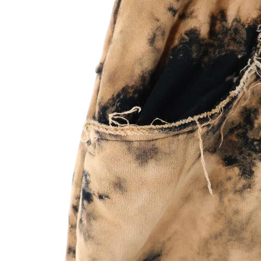 cvtvlist(カタリスト) CTLS ロゴ刺繍 ダメージポケット ブリーチド スウェットパンツ オレンジ/ブラック