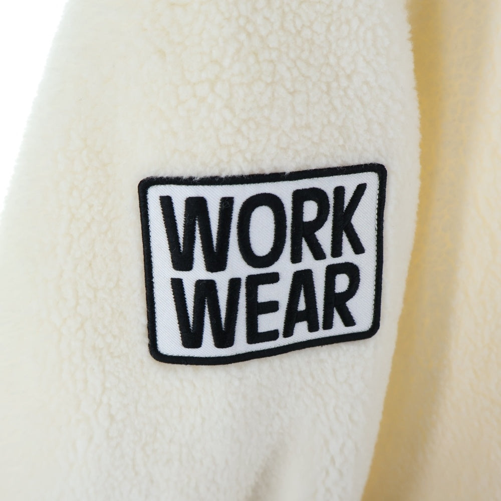 HERON PRESTON(ヘロンプレストン) WORK WEAR アームパッチ ポリエステル ボアフリースコート ホワイト HWEA034E20FAB001