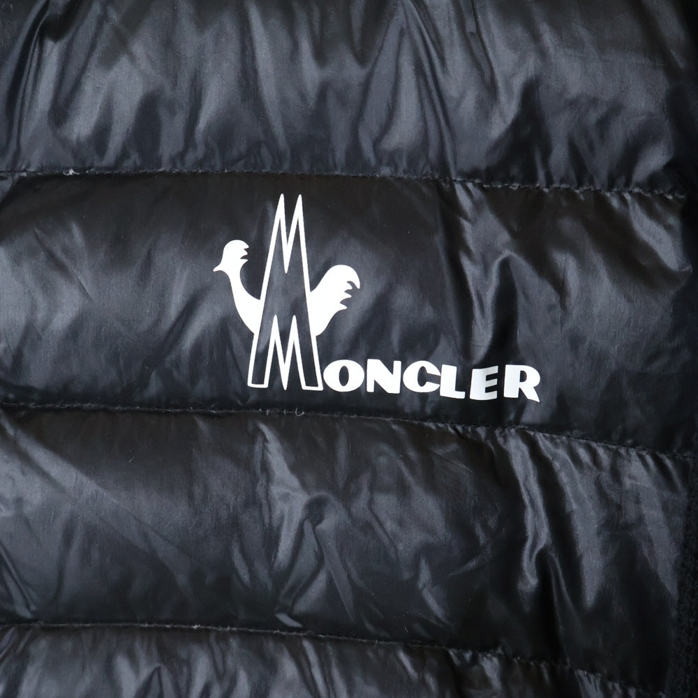 MONCLER(モンクレール) 20SS CARDIGAN TRICOT ロゴプリント ニット切替 フーデッドダウンジャケット ブラック F10919B50110 V9099