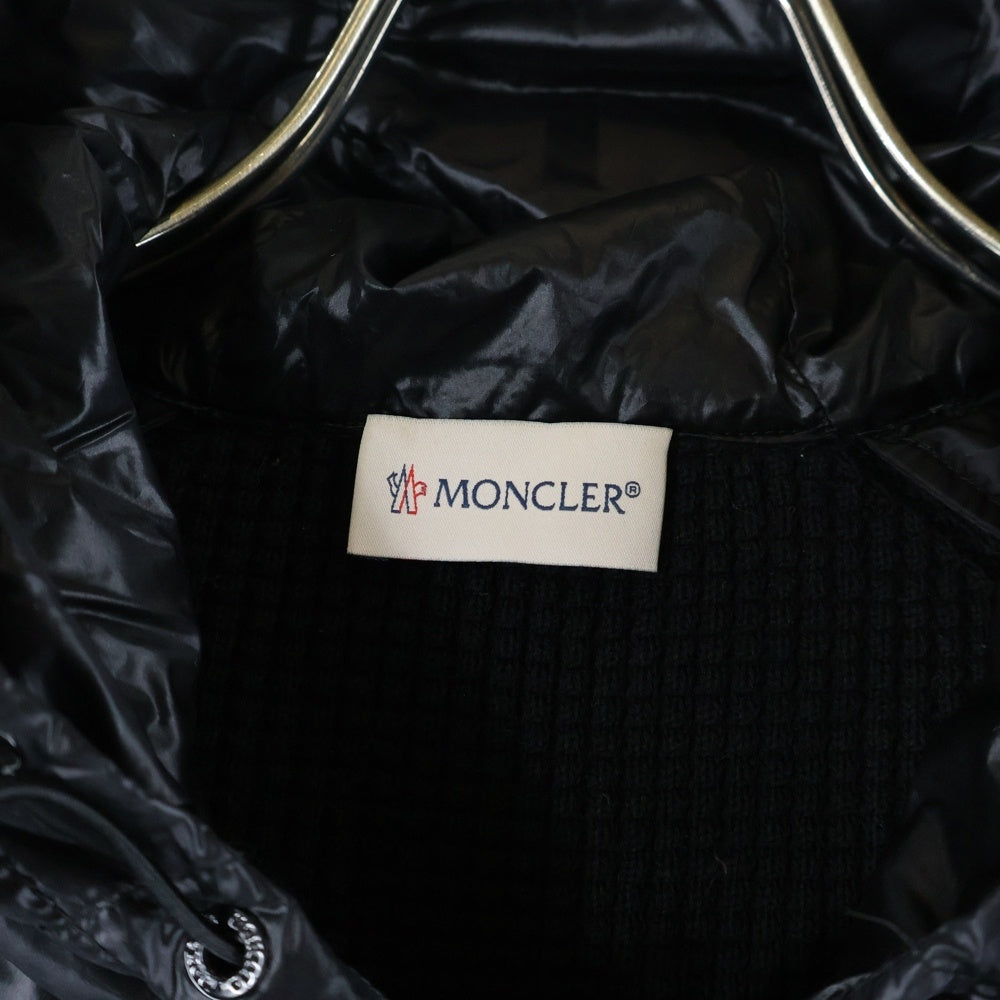 MONCLER(モンクレール) 20SS CARDIGAN TRICOT ロゴプリント ニット切替 フーデッドダウンジャケット ブラック F10919B50110 V9099