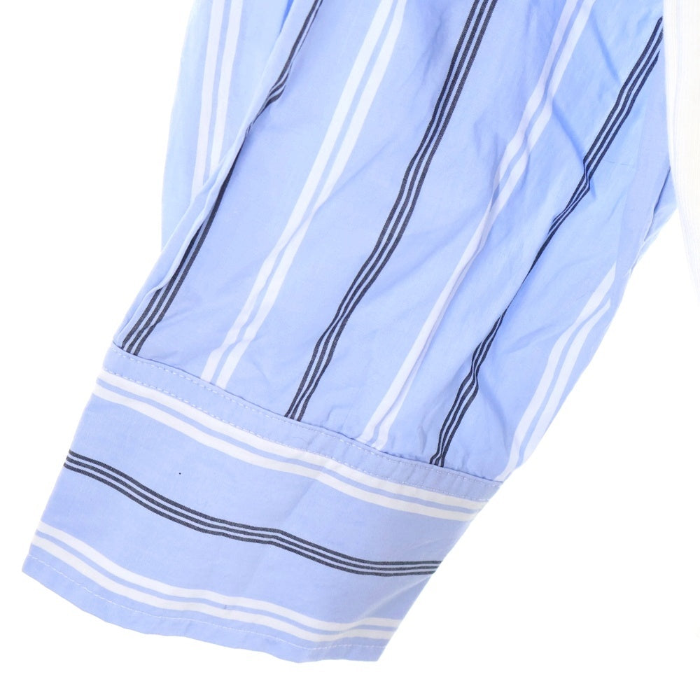 Feng Chen Wang(フェン チェン ワン) JERSEY SHIRTING PANELLED HOODIE ストライプ ドッキングデザイン オーバーサイズ スウェット プルオーバーパーカー ホワイト/ブルー FMF14HD01