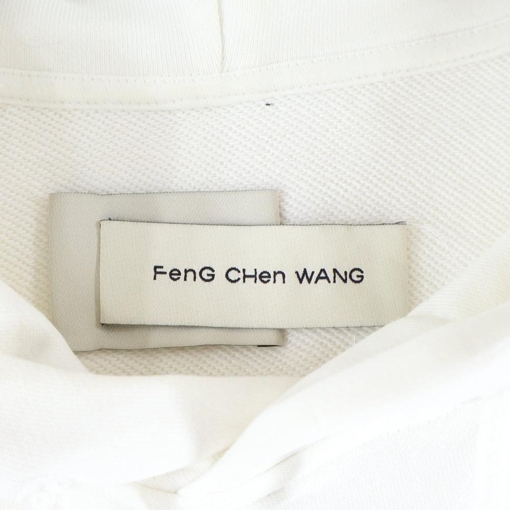 Feng Chen Wang(フェン チェン ワン) JERSEY SHIRTING PANELLED HOODIE ストライプ ドッキングデザイン オーバーサイズ スウェット プルオーバーパーカー ホワイト/ブルー FMF14HD01