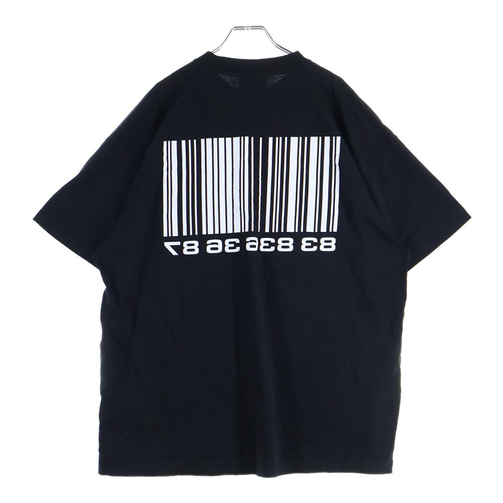 VTMNTS(ブイティーエムエヌティーエス) 22SS ビッグバーコードプリント クルーネック 半袖Tシャツ カットソー ブラック VL12TR120B