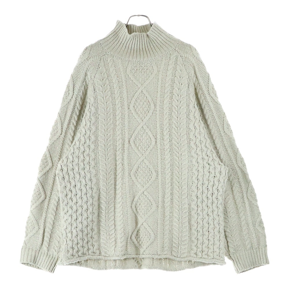 ESSENTIALS FEAR OF GOD(エッセンシャル フィアオブゴッド) CABLE KNIT SWEATER オーバーサイズ ハイネック ケーブルコットンニット セーター ライトグレー