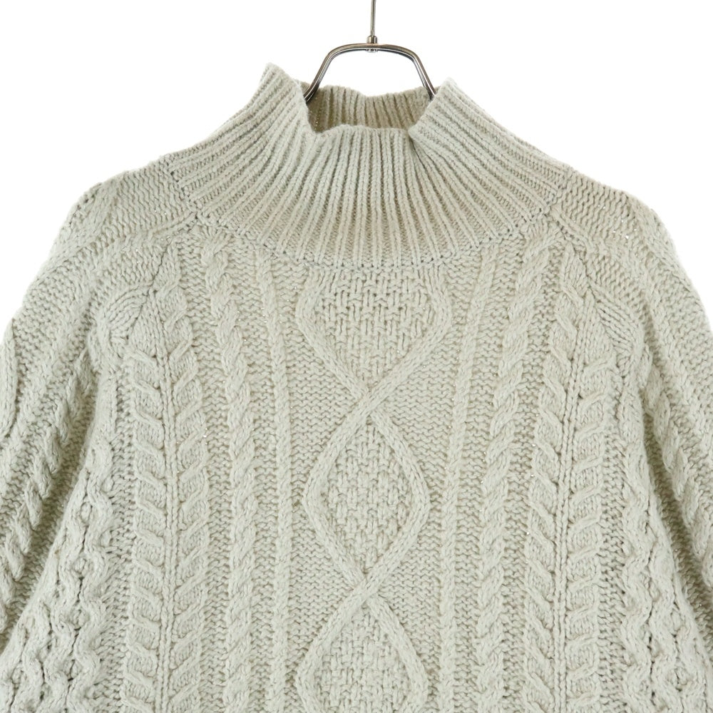 ESSENTIALS FEAR OF GOD(エッセンシャル フィアオブゴッド) CABLE KNIT SWEATER オーバーサイズ ハイネック ケーブルコットンニット セーター ライトグレー