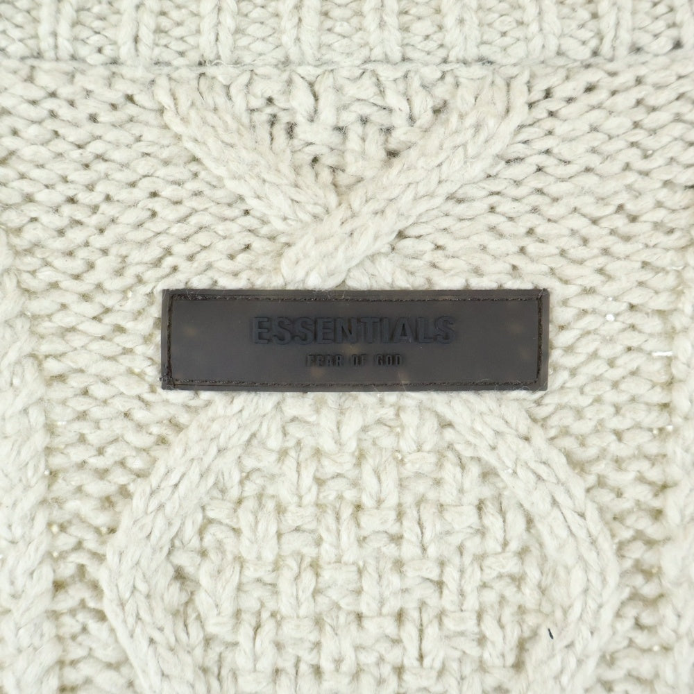 ESSENTIALS FEAR OF GOD(エッセンシャル フィアオブゴッド) CABLE KNIT SWEATER オーバーサイズ ハイネック ケーブルコットンニット セーター ライトグレー