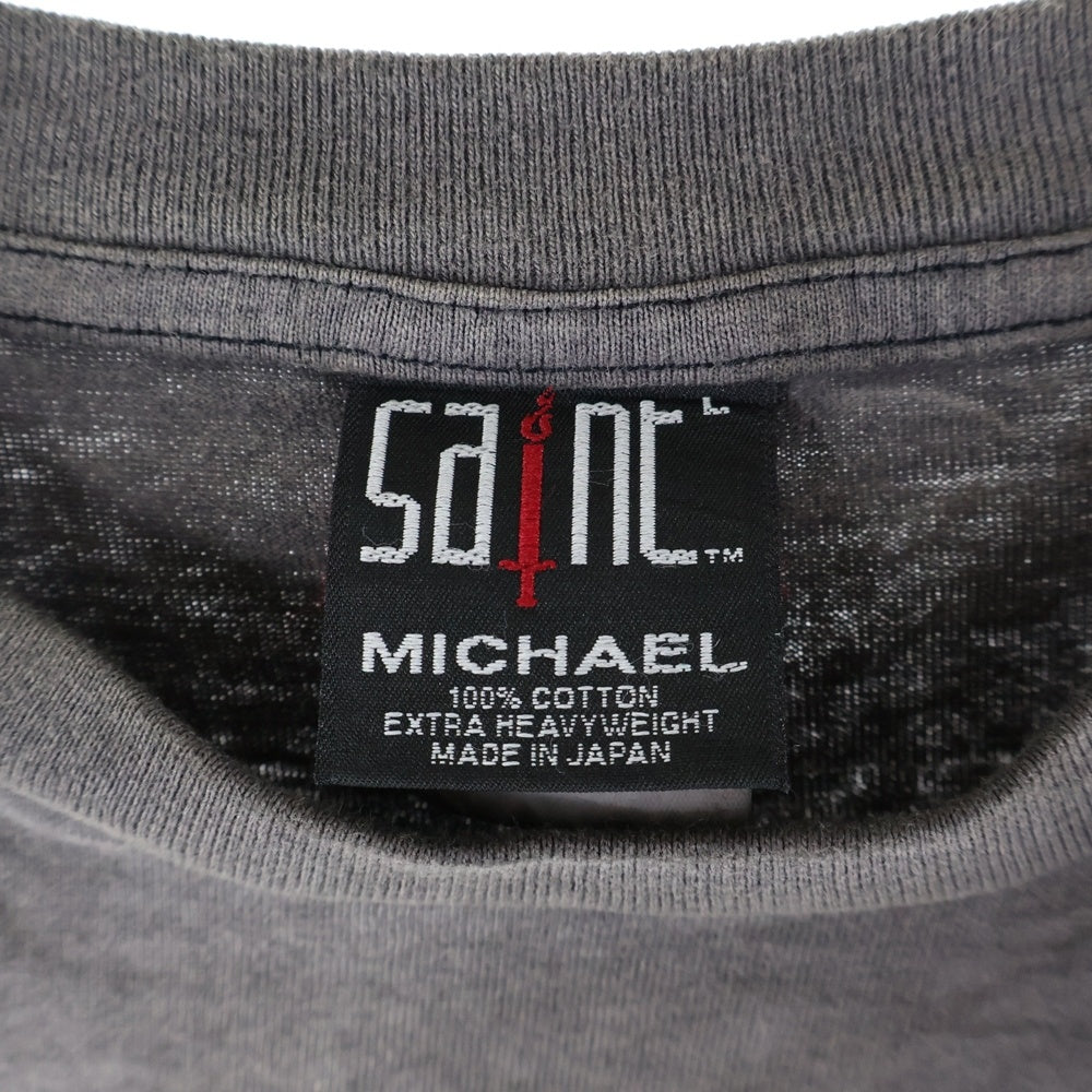 SAINT MICHAEL(セントマイケル) 21AW JESUS BLOCK T-SHIRT ジーザス ブロック 両面プリント クルーネック 半袖Tシャツ カットソー ブラウン SM-A21-0000-001