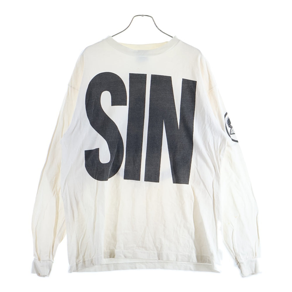 SAINT MICHAEL(セントマイケル) 21AW LS TEE SIN シンプリント クルーネック 長袖Tシャツ カットソー ホワイト SM-A21-0000-015