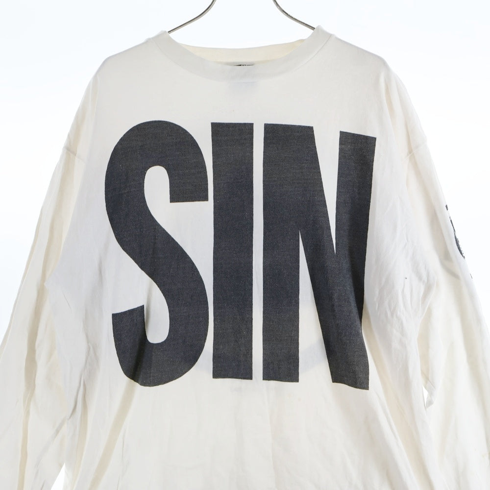 SAINT MICHAEL(セントマイケル) 21AW LS TEE SIN シンプリント クルーネック 長袖Tシャツ カットソー ホワイト SM-A21-0000-015
