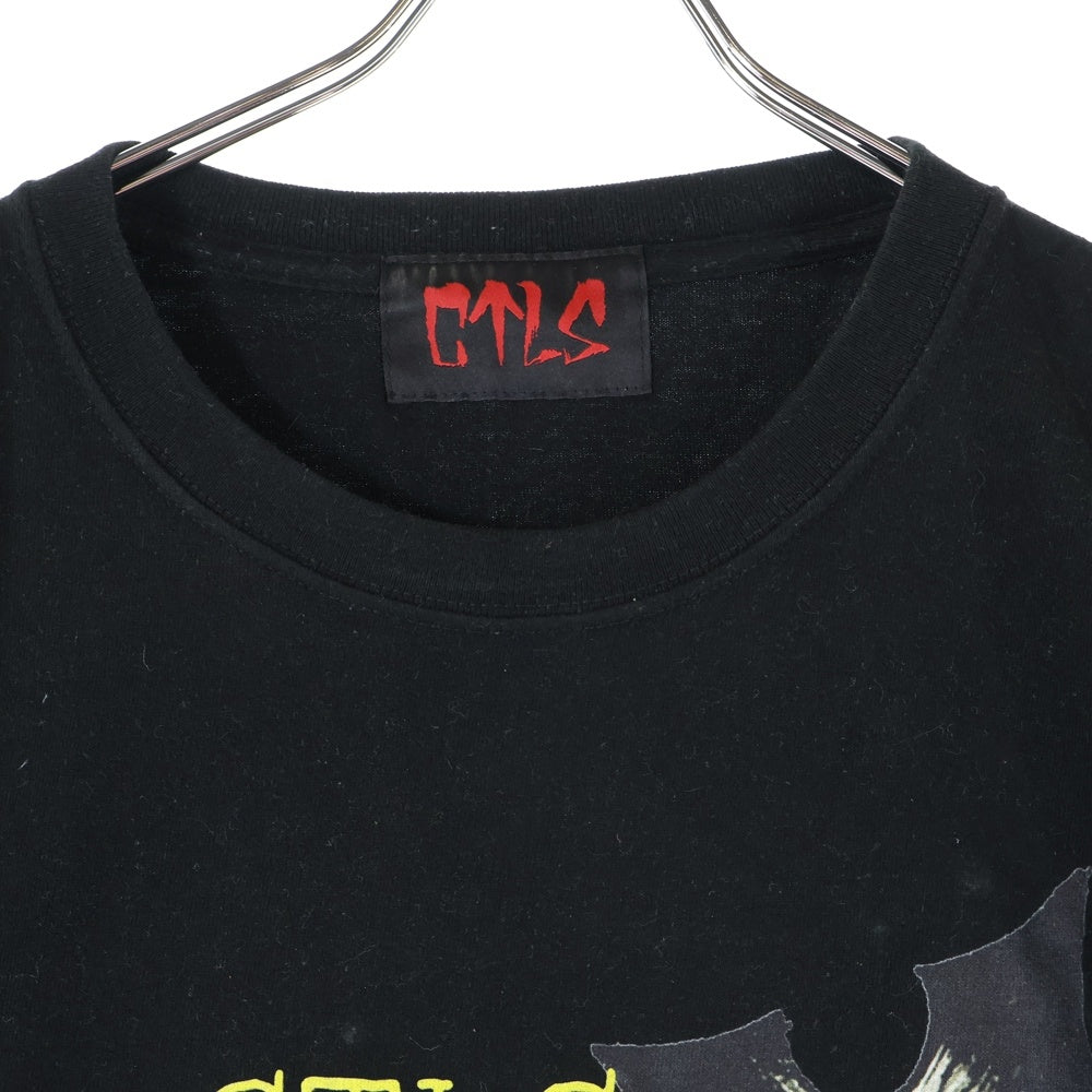 cvtvlist(カタリスト) ×ED HARDY エドハーディ 両面プリント クルーネック 半袖Tシャツ カットソー ブラック 210111EH07