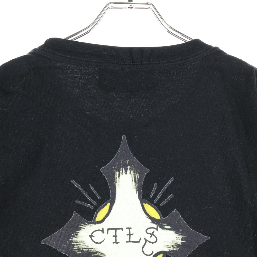 cvtvlist(カタリスト) ×ED HARDY エドハーディ 両面プリント クルーネック 半袖Tシャツ カットソー ブラック 210111EH07