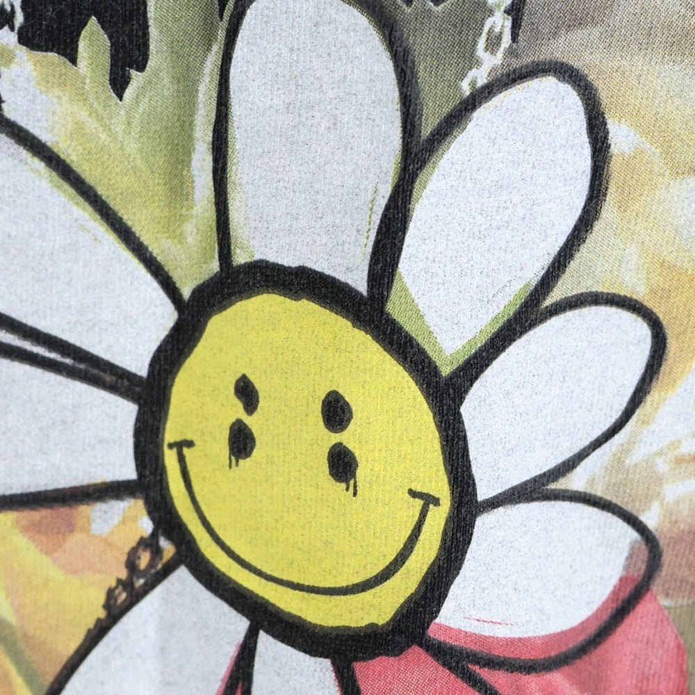 SALUTE(サルーテ) WASHED FLOWER VINTAGE TEE ヴィンテージ加工 フラワープリント クルーネック 半袖Tシャツ カットソー ブラック