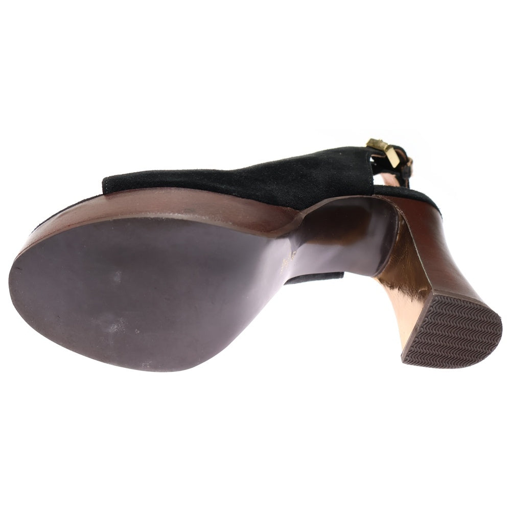 Pippi(ピッピ) OPEN TOE COVERD LUIHEEL 105 オープン トゥ カバード ルイヒール ベロアサンダル レディース ブラック PP13S-LHSL9