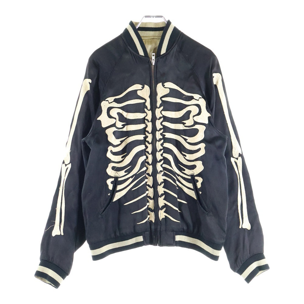 Back Street Crawler(バック ストリート クローラー) SKULL SOUVENIR JACKET REVERSIBLE スカル スーベニア リバーシブル ジップアップジャケット スカジャン ブラック/ホワイト 52133301
