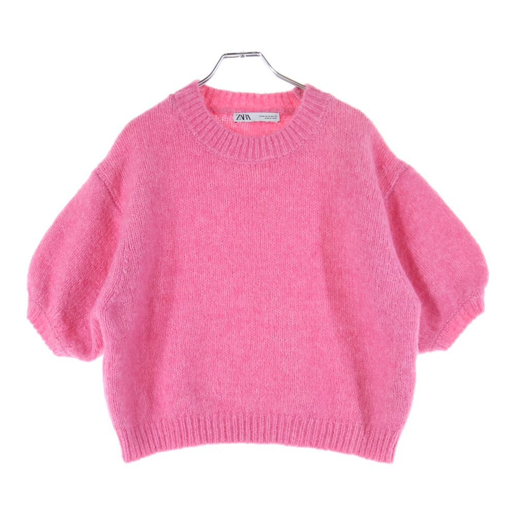 ZARA(ザラ) ポリエステルアクリルニット 半袖ニット セーター ピンク 