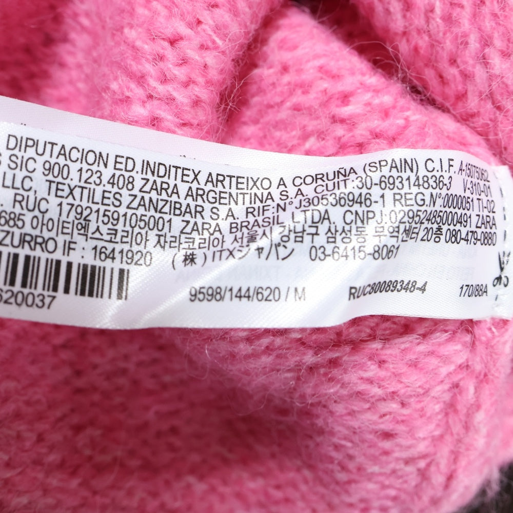 ZARA(ザラ) ポリエステルアクリルニット 半袖ニット セーター ピンク レディース 9598/144/620