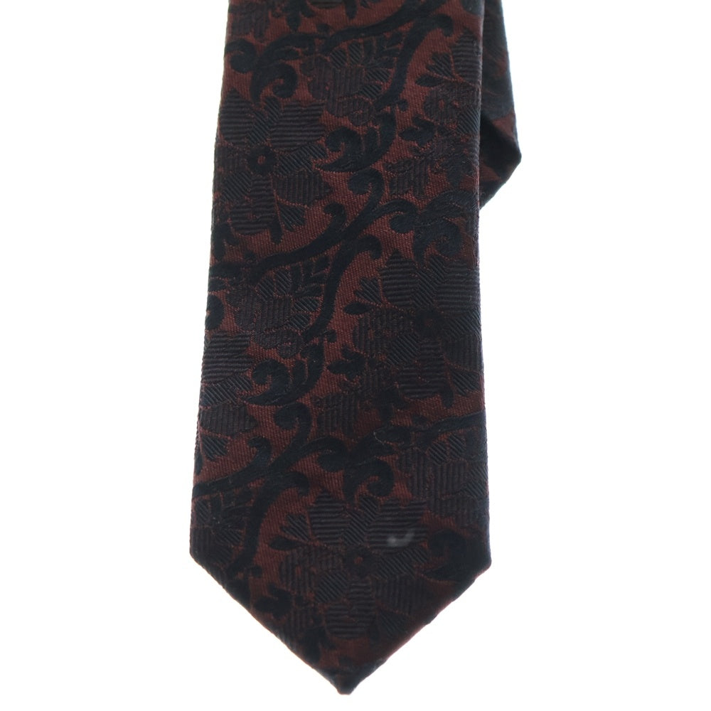 DOLCE & GABBANA(ドルチェアンドガッバーナ) 花柄 シルクネクタイ レッド/ブラック