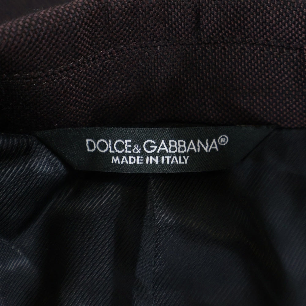 DOLCE & GABBANA(ドルチェアンドガッバーナ) コットン セットアップスーツ ナローラペル シングルテーラードジャケット テーパードスラックスパンツ ブラウン