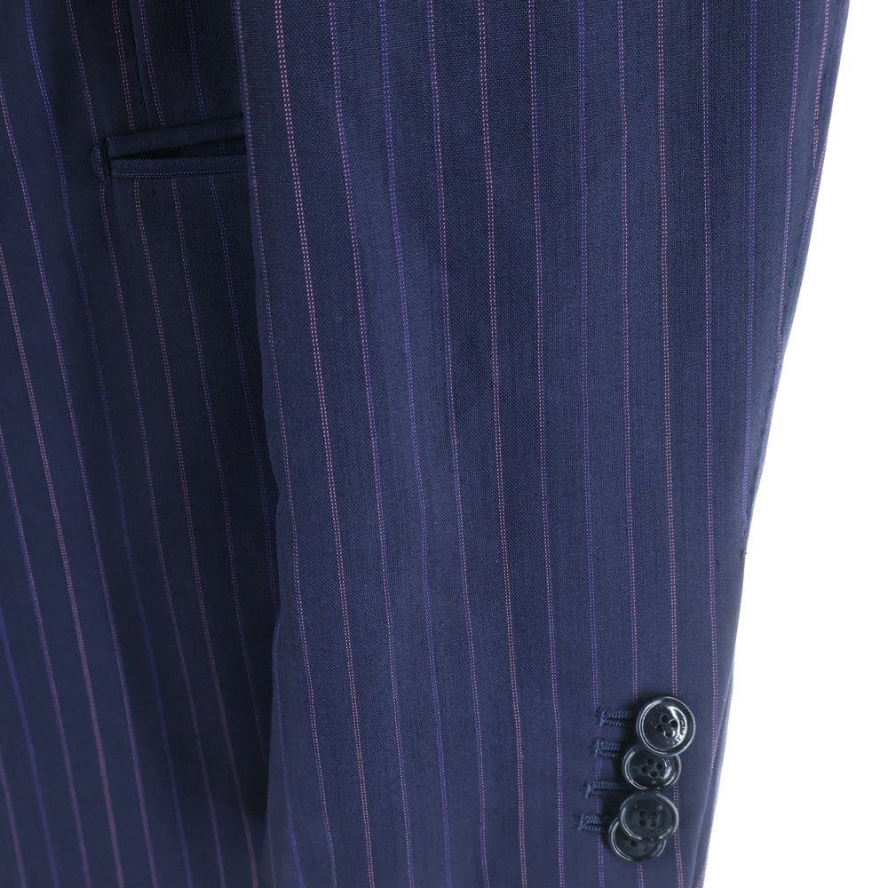 ETRO(エトロ) ストライプ セットアップスーツ シングルテーラードジャケット ウールテーパードスラックスパンツ ブラック/パープル