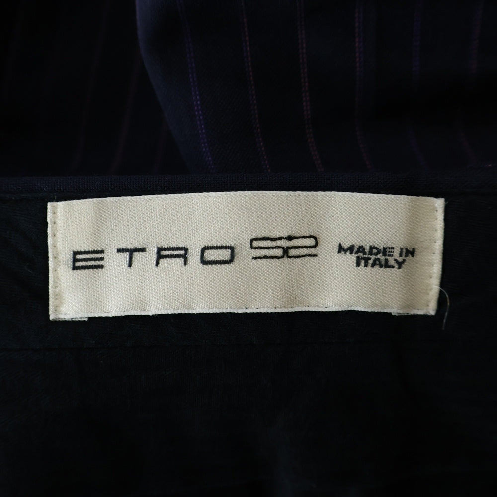 ETRO(エトロ) ストライプ セットアップスーツ シングルテーラードジャケット ウールテーパードスラックスパンツ ブラック/パープル