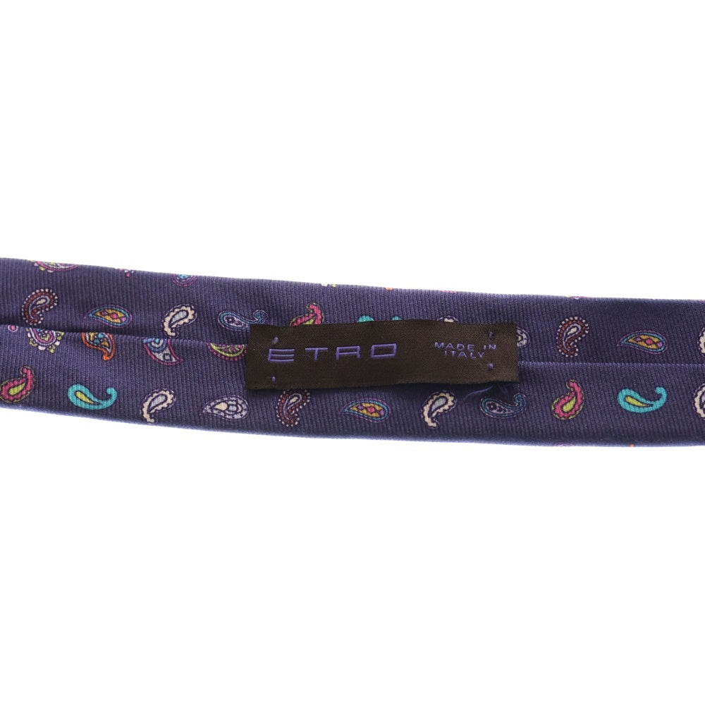 ETRO(エトロ) 総柄 勾玉模様 シルク ネクタイ パープル レディース