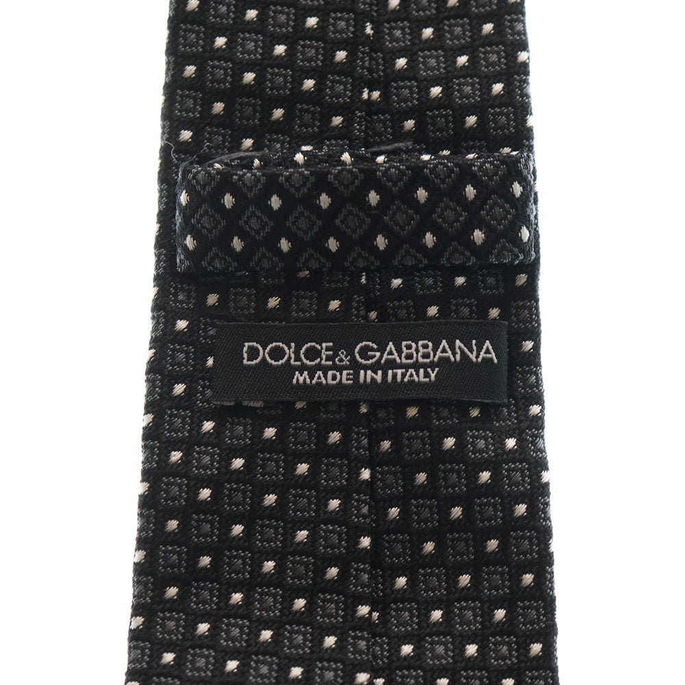DOLCE & GABBANA(ドルチェアンドガッバーナ) 総柄 シルク ネクタイ ブラック