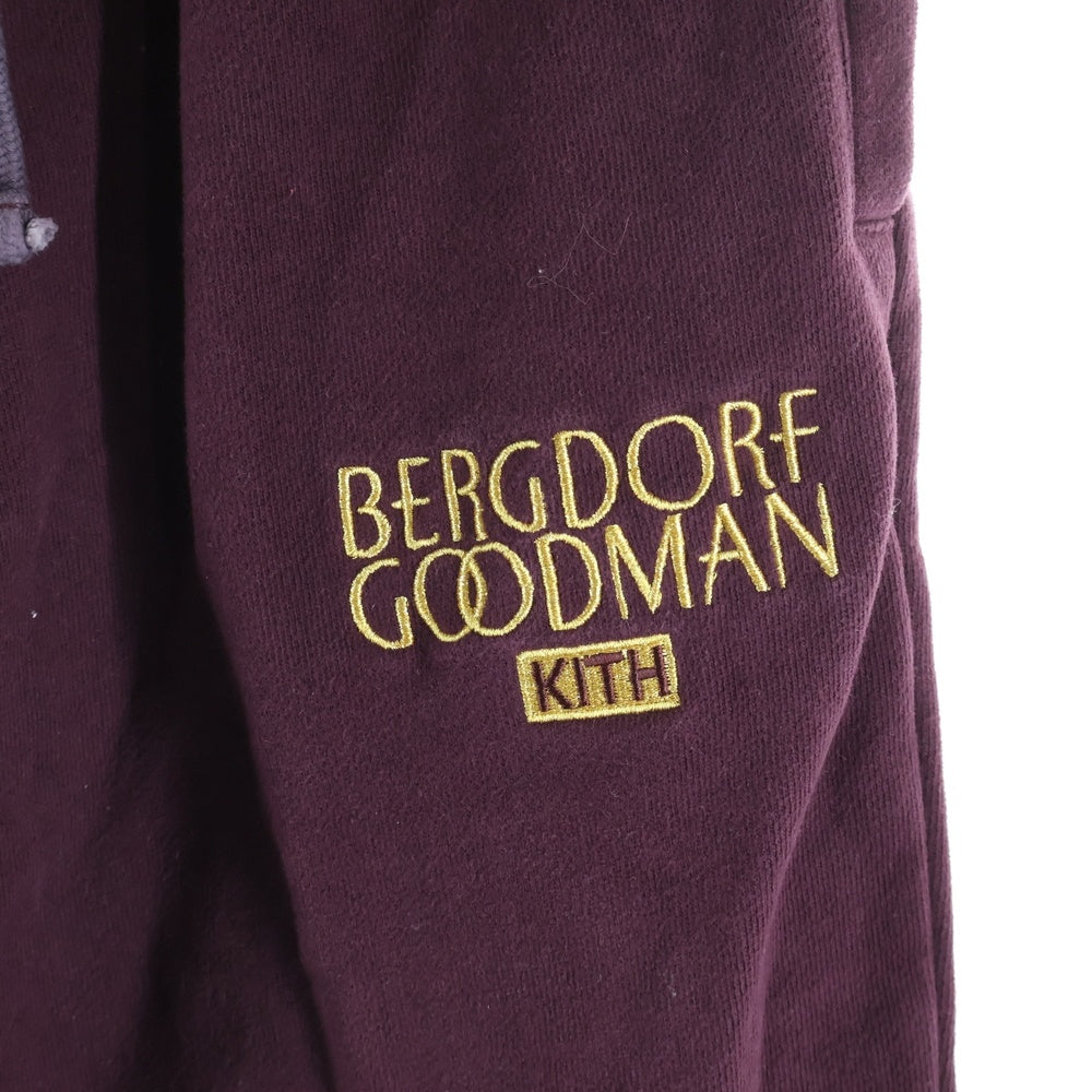 KITH(キス) ×BERGDORF GOODMAN バーグドルフ グッドマン ロゴ刺繍 イージースウェットジョガーパンツ レッド KH6130