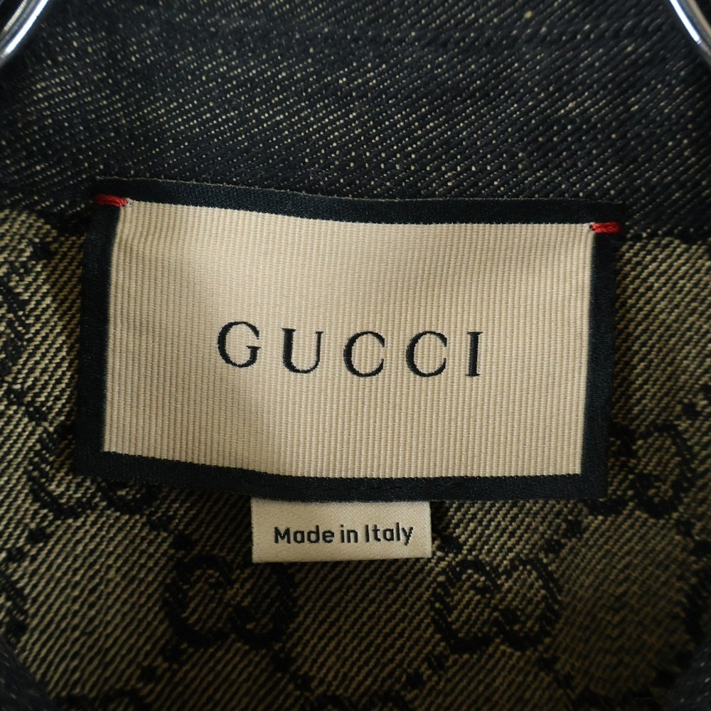 GUCCI(グッチ) GGジャガード ロングスリーブ ボタンデニムシャツ ブラック 669613
