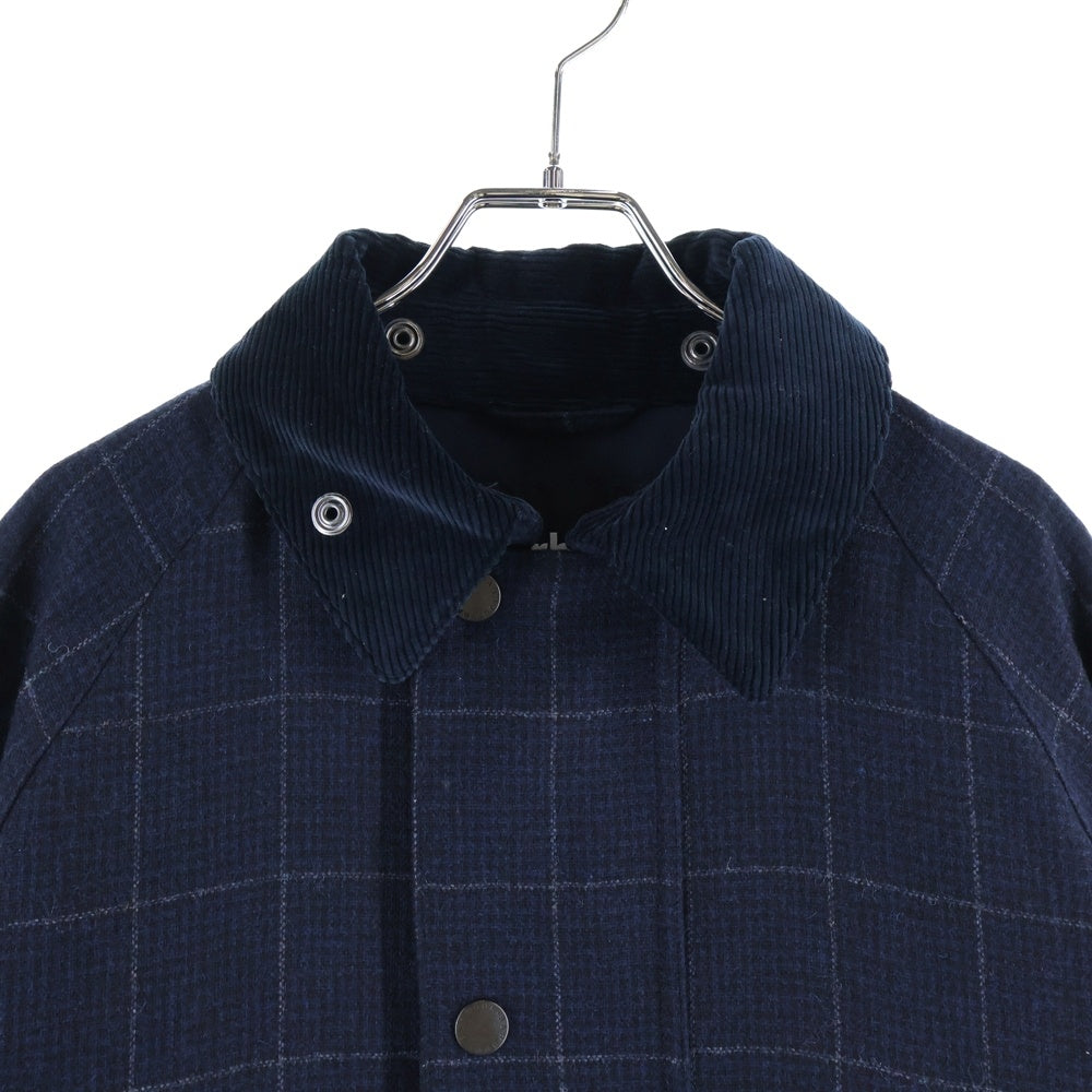 Barbour(バブアー) ウィンドウペンチェック ジップアップ ウール コート ネイビー 232MCAG009