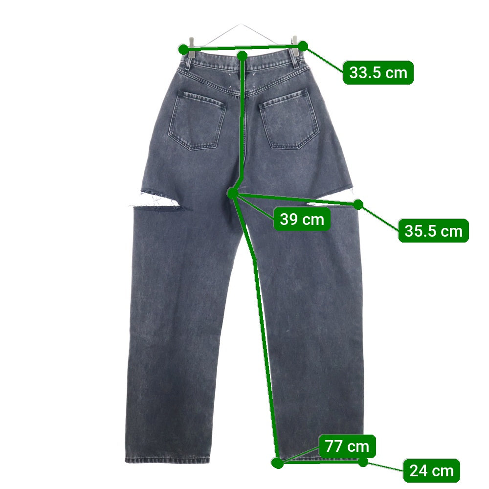 Maison Margiela 1 10(メゾンマルジェラ 1 10) 23AWスラッシュディテール カットアウト デニムパンツ ジーンズ ブラック S51LA0051 S30743