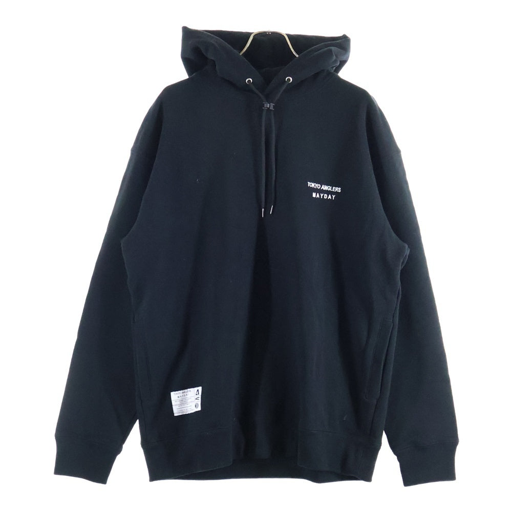 DENHAM(デンハム) 21AW DRT VILLAGE DOOR TOKYO ANGLERS MAYDAY ロゴ エンブロイダリー ヘビーウェイト スウェット プルオーバー パーカー ブラック 01-21-10-60-080
