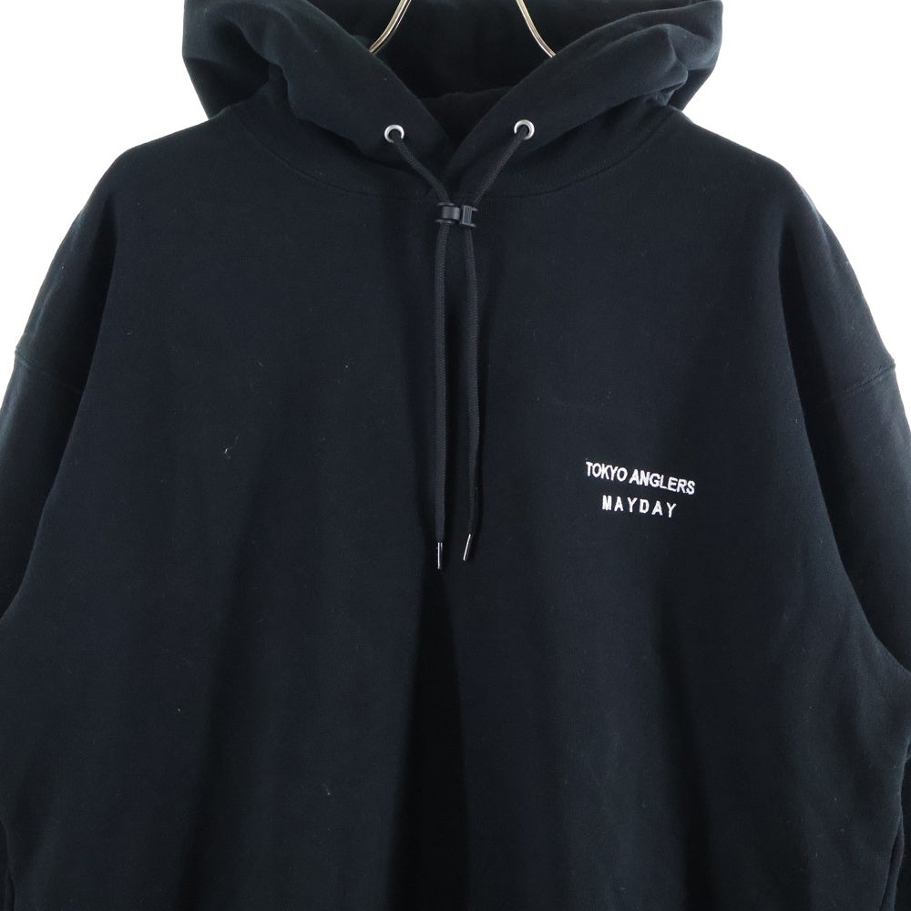 DENHAM(デンハム) 21AW DRT VILLAGE DOOR TOKYO ANGLERS MAYDAY ロゴ エンブロイダリー ヘビーウェイト スウェット プルオーバー パーカー ブラック 01-21-10-60-080
