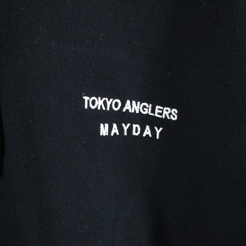 DENHAM(デンハム) 21AW DRT VILLAGE DOOR TOKYO ANGLERS MAYDAY ロゴ エンブロイダリー ヘビーウェイト スウェット プルオーバー パーカー ブラック 01-21-10-60-080