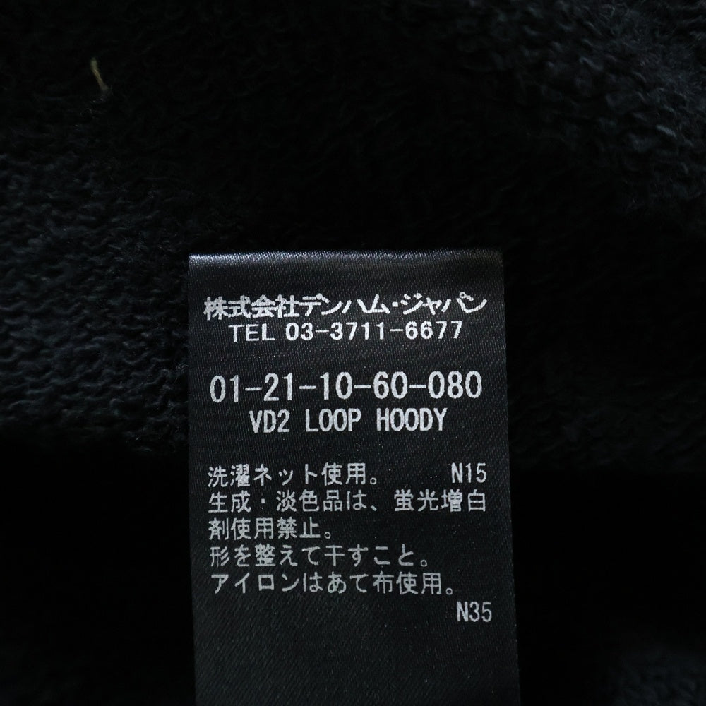 DENHAM(デンハム) 21AW DRT VILLAGE DOOR TOKYO ANGLERS MAYDAY ロゴ エンブロイダリー ヘビーウェイト スウェット プルオーバー パーカー ブラック 01-21-10-60-080