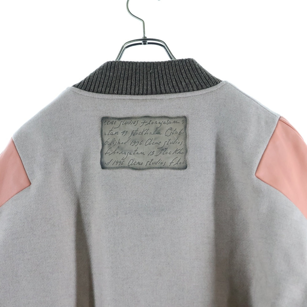 Acne Studios(アクネ ストゥディオズ) 24AW BOMBER JACKET ウール アームレザー切替 ボンバージャケット ピンク FN-MN-OUTW001064