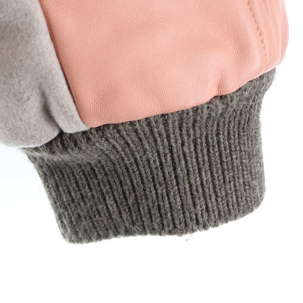 Acne Studios(アクネ ストゥディオズ) 24AW BOMBER JACKET ウール アームレザー切替 ボンバージャケット ピンク FN-MN-OUTW001064