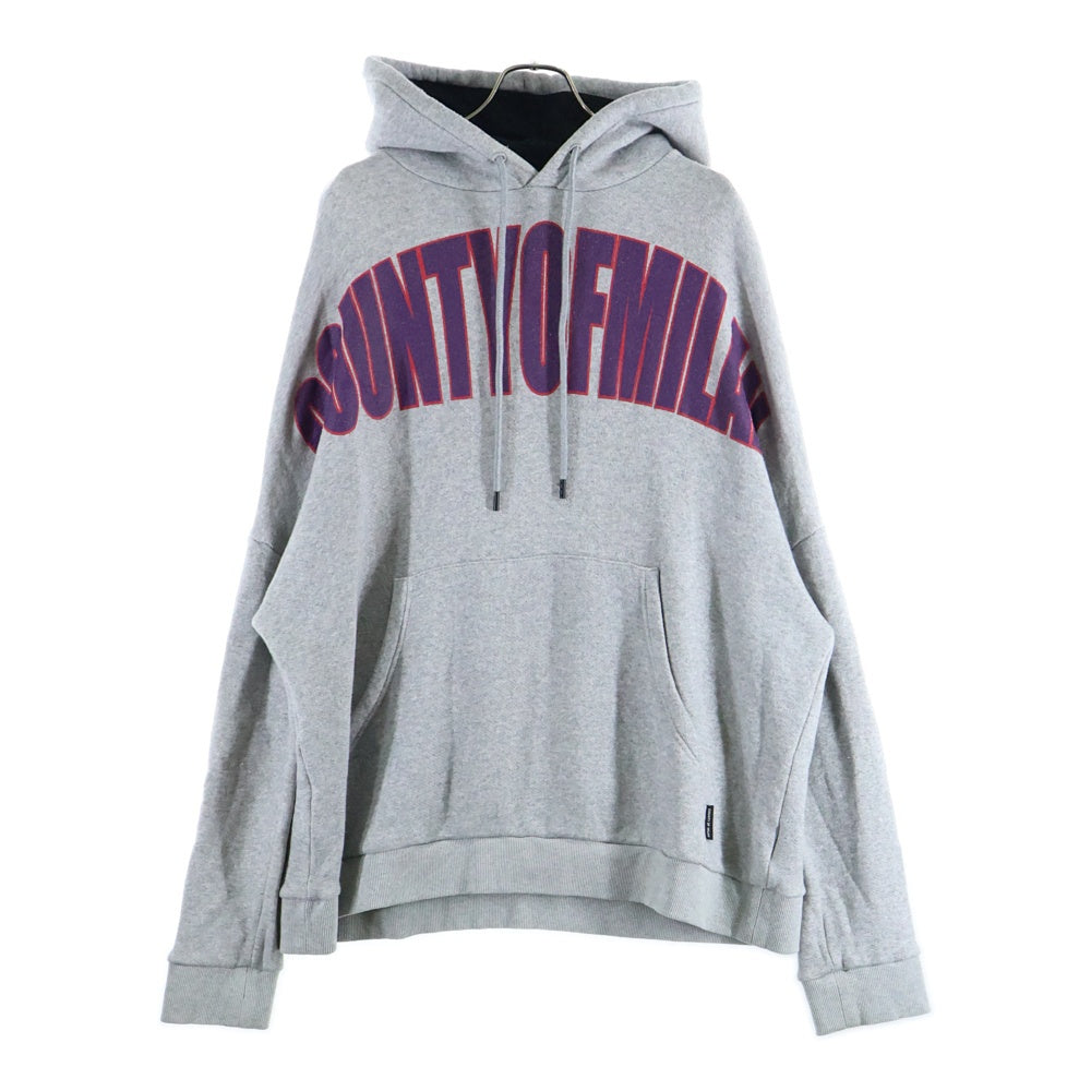 MARCELO BURLON(マルセロバーロン) フロントロゴプリント プルオーバーフーディー パーカー スウェット グレー CMBB073F19B37011