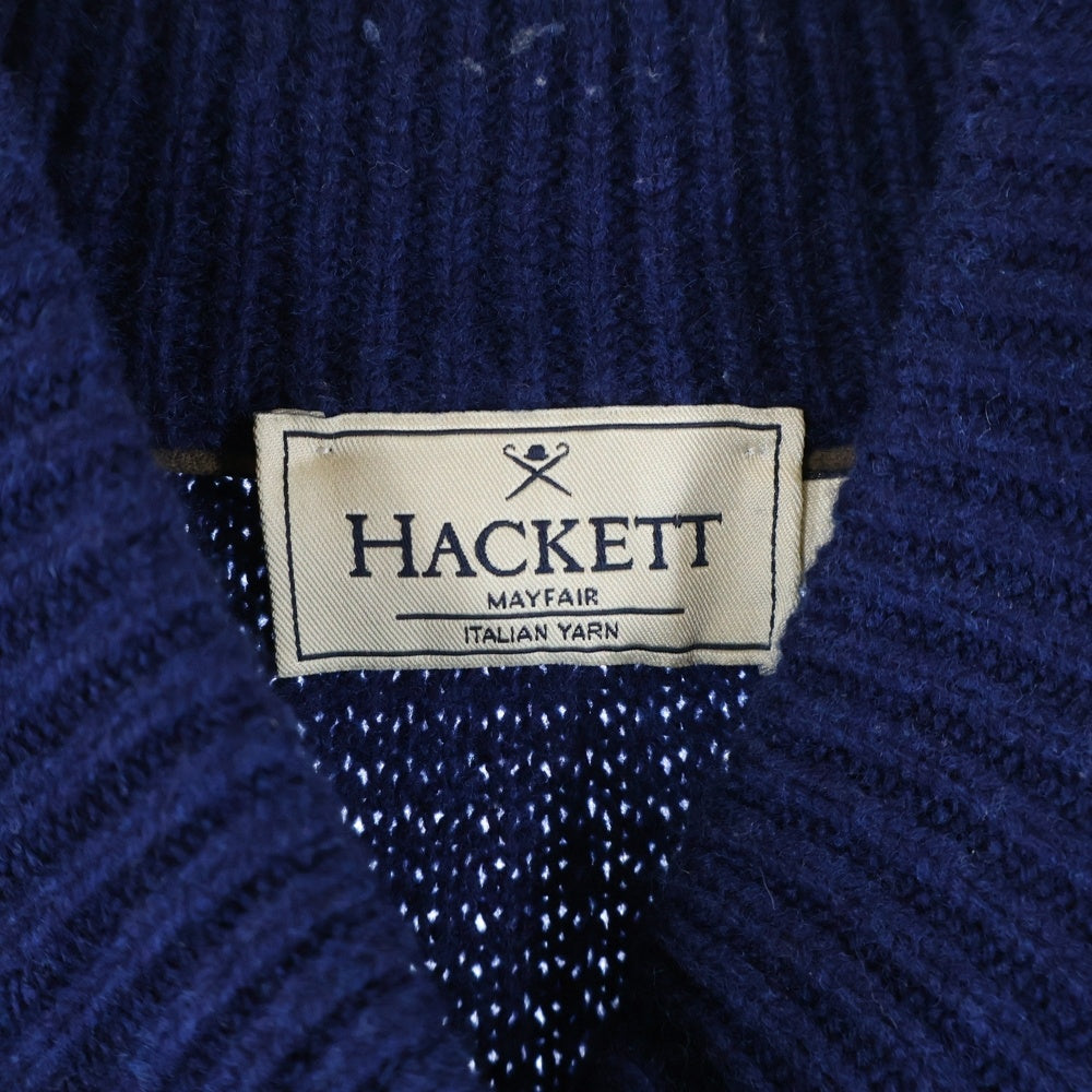 HACKETT(ハケット) カシミヤ混 ジップアップ ニットジャケット セーター ネイビー