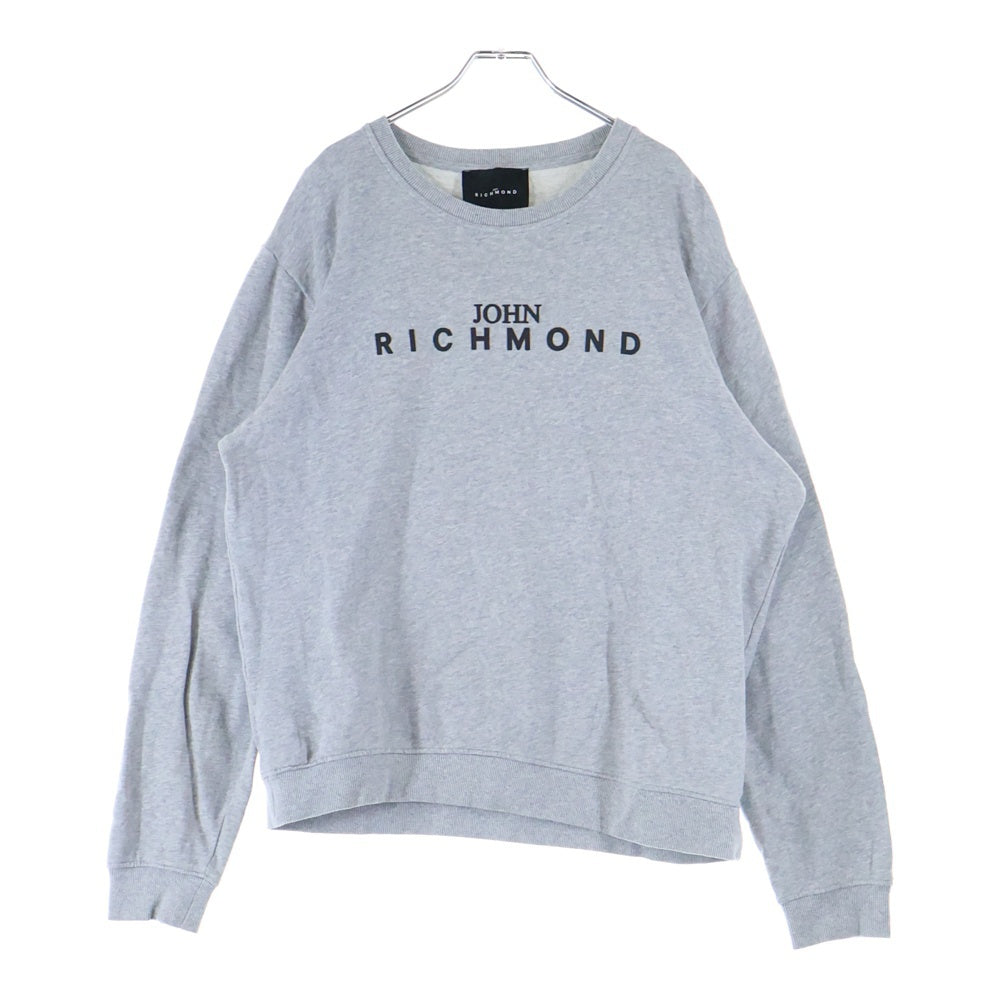 John Richmond(ジョンリッチモンド) フロントラバーロゴ クルーネックスウェット トレーナー グレー HMP20020FE