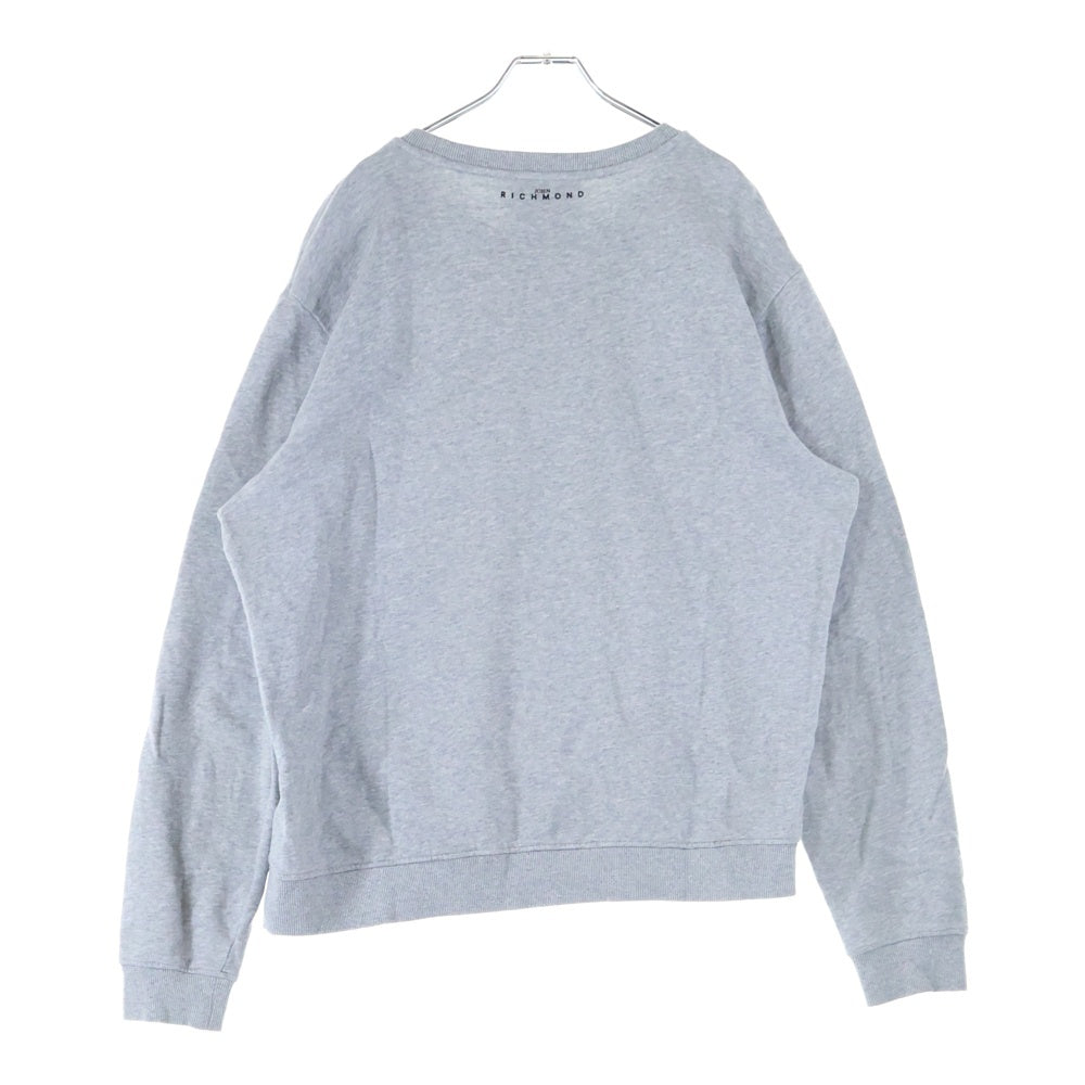 John Richmond(ジョンリッチモンド) フロントラバーロゴ クルーネックスウェット トレーナー グレー HMP20020FE