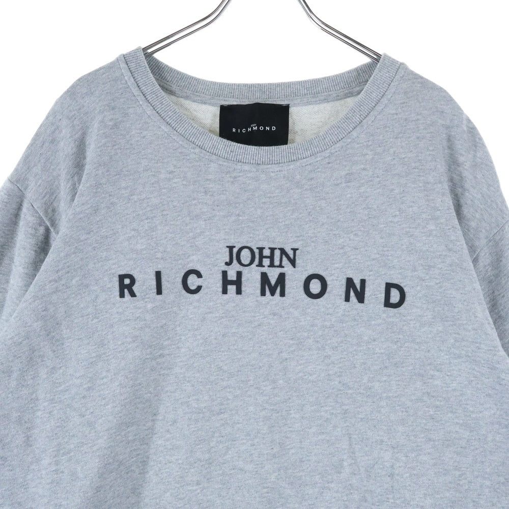 John Richmond(ジョンリッチモンド) フロントラバーロゴ クルーネックスウェット トレーナー グレー HMP20020FE