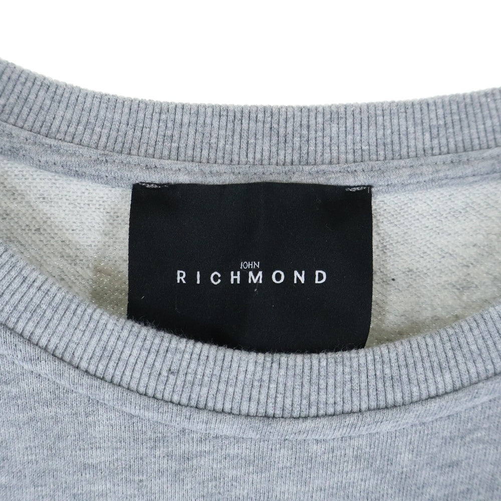 John Richmond(ジョンリッチモンド) フロントラバーロゴ クルーネックスウェット トレーナー グレー HMP20020FE