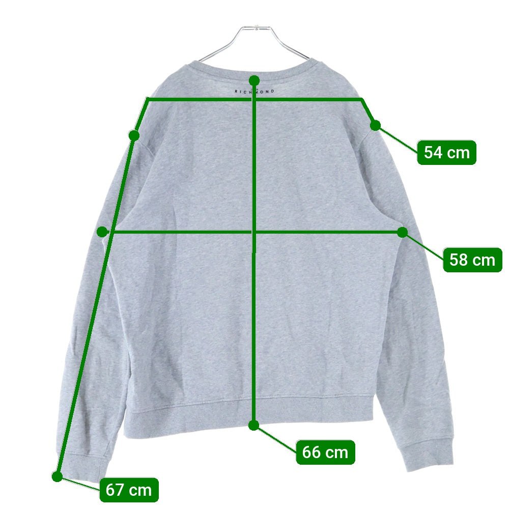 John Richmond(ジョンリッチモンド) フロントラバーロゴ クルーネックスウェット トレーナー グレー HMP20020FE