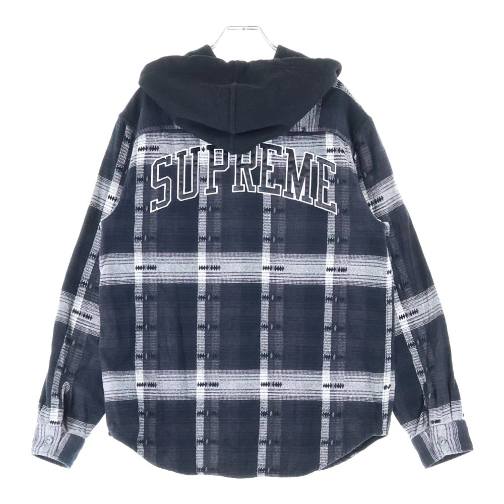SUPREME(シュプリーム) 18AW Hooded Jacquard Flannel Shirt フーデッド ジャカード フランネル 長袖 シャツ ブラック