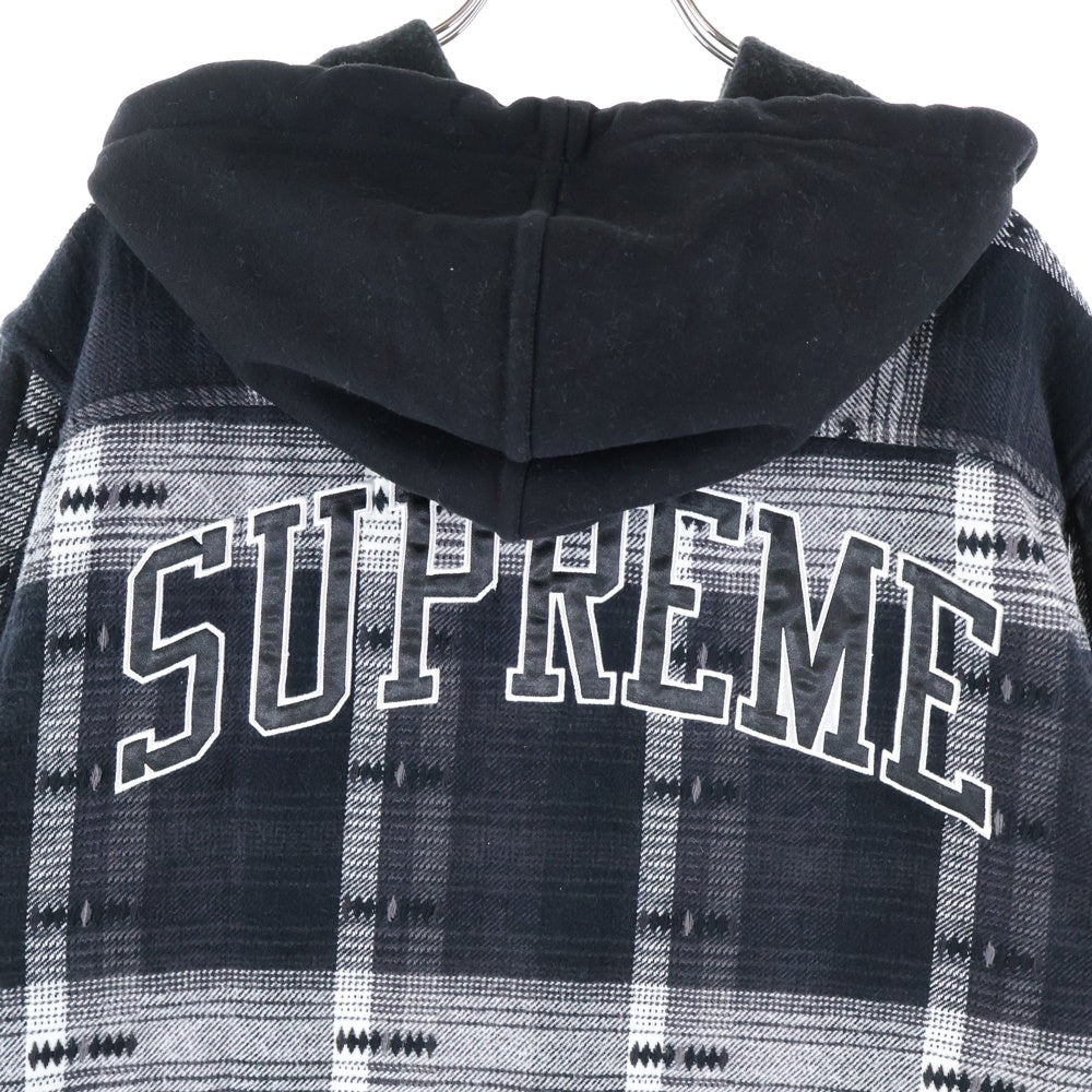 SUPREME(シュプリーム) 18AW Hooded Jacquard Flannel Shirt フーデッド ジャカード フランネル 長袖 シャツ ブラック