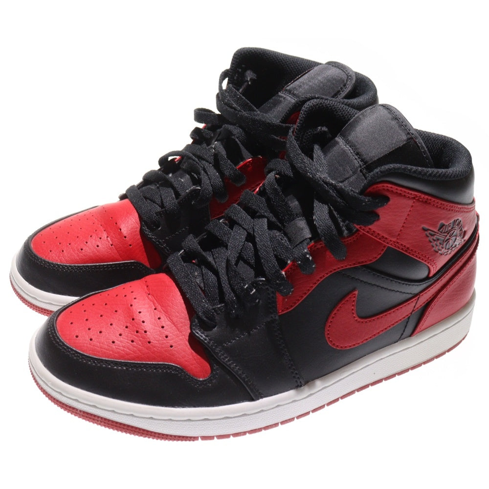NIKE(ナイキ) AIR JORDAN 1 MID BRED エアジョーダン1 ブレッド ミッドカットスニーカー ブラック/レッド US9/27cm 554724-074