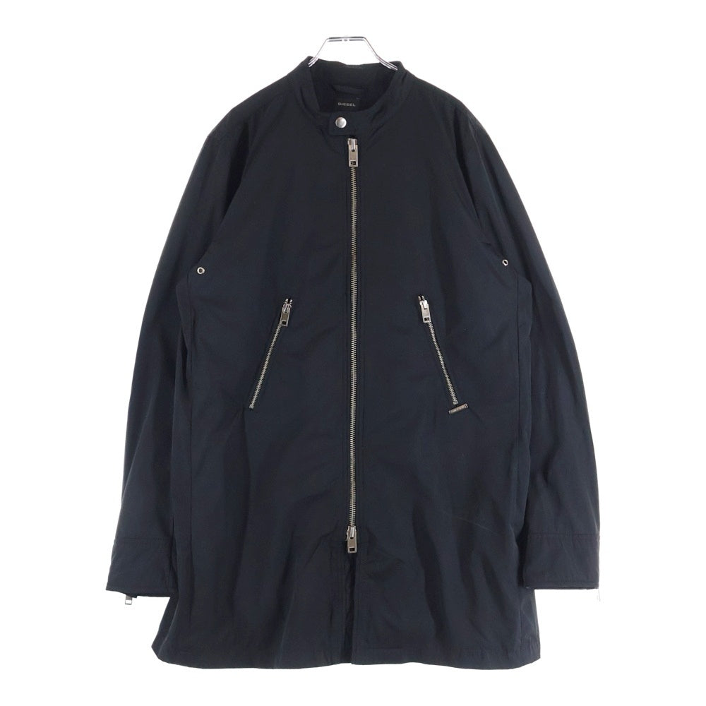 DIESEL(ディーゼル) 八の字ポケット ロゴデザインプレート ジップアップ ナイロンジャケット ブラック