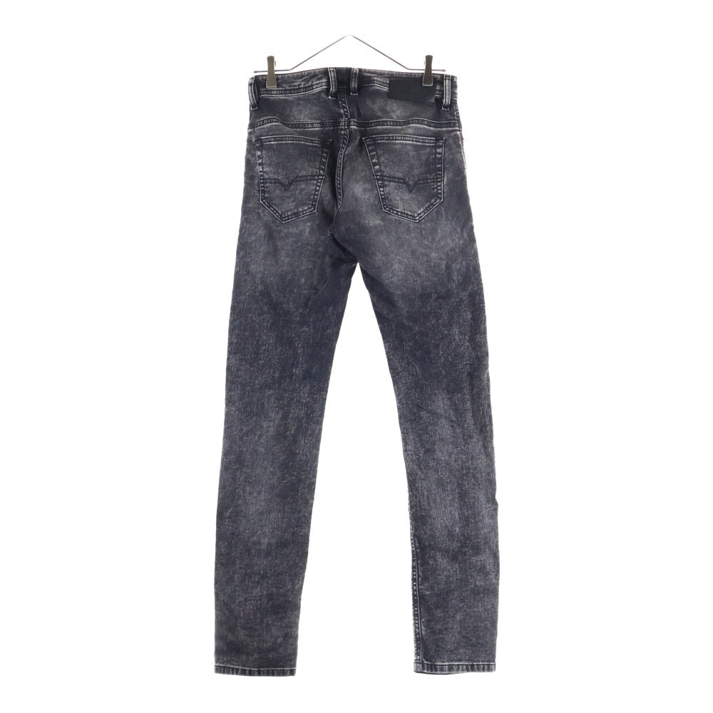 DIESEL(ディーゼル) ブレイブマンロゴ クラッシュ加工 ドローストリング ジップアップ デニムパンツ ブラック