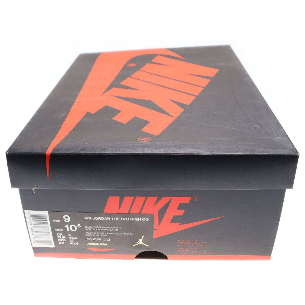 NIKE(ナイキ) AIR JORDAN 1 RETRO HIGH OG SHADOW エアジョーダン レトロ シャドウ ハイカットスニーカー ブラック/グレー US9/27cm 555088-013